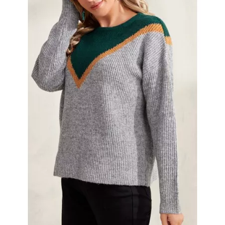 Jersey de hombros caídos de color combinado de cheurón