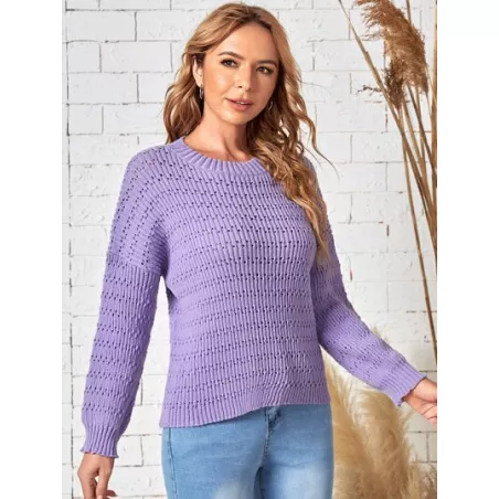 Jersey de color combinado de rayas de hombros caídos de punto de malla