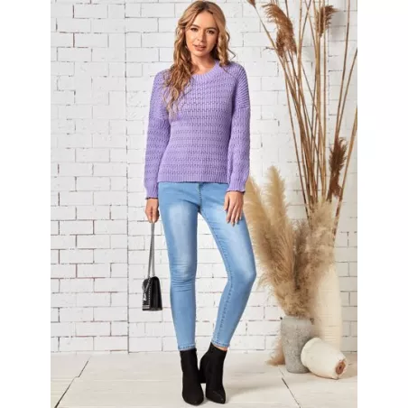 Jersey de color combinado de rayas de hombros caídos de punto de malla