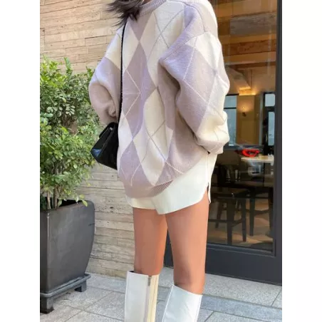 Jersey con patrón de rombo de hombros caídos