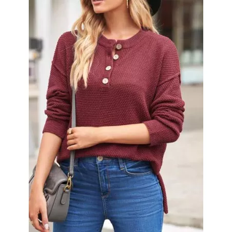 Jersey Botón delantero Liso Casual