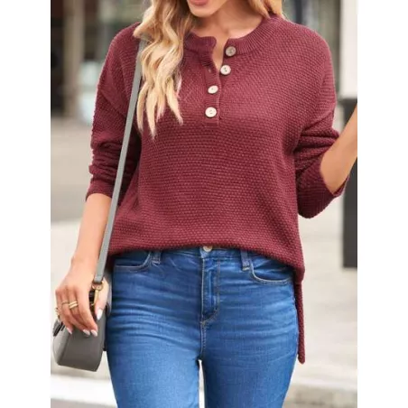 Jersey Botón delantero Liso Casual