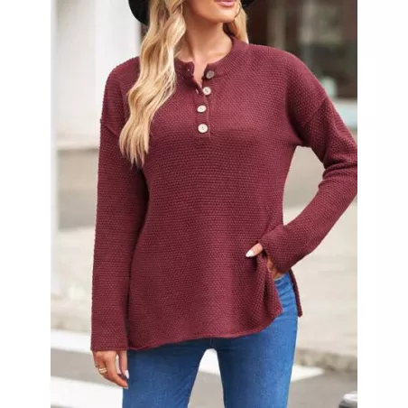 Jersey Botón delantero Liso Casual