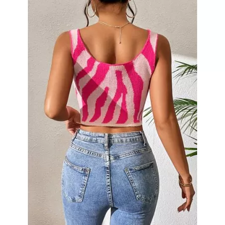 SHEIN Privé con patrón de dibujo Tank crop Top de punto