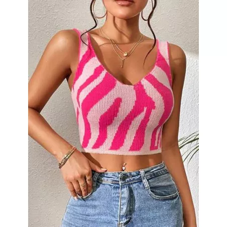 SHEIN Privé con patrón de dibujo Tank crop Top de punto