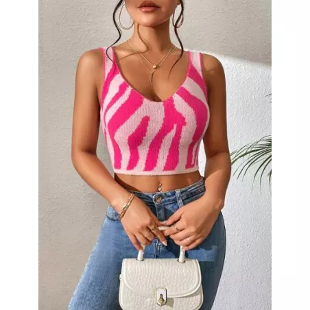 SHEIN Privé con patrón de dibujo Tank crop Top de punto