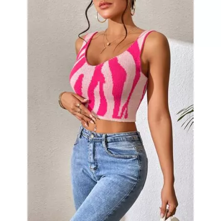 SHEIN Privé con patrón de dibujo Tank crop Top de punto