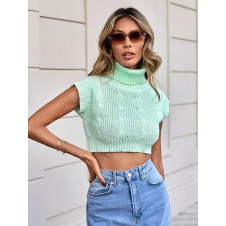 SHEIN Privé Top tejido crop de manga murciélago