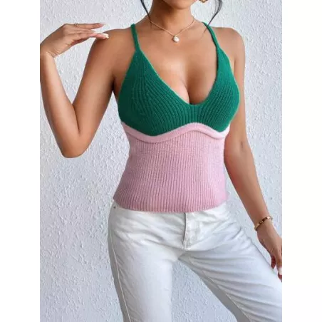 SHEIN Essnce Top tejido de tirantes de dos tonos