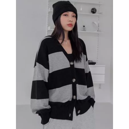 Cárdigan de dos tonos de hombros caídos