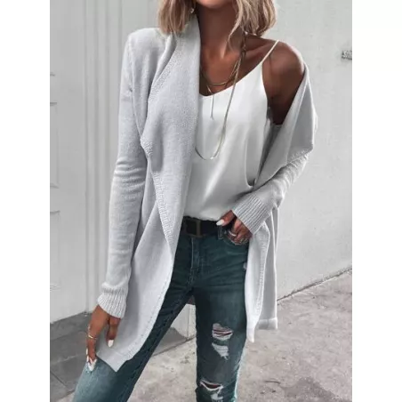 SHEIN LUNE Cárdigan de cuello cascada con parte delantera abierta