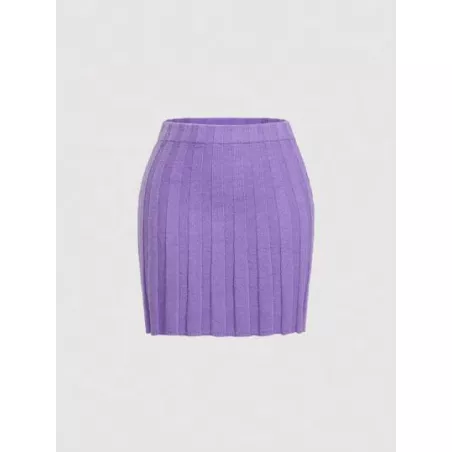 SHEIN MOD Falda unicolor tejido de canalé