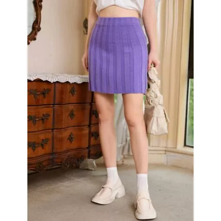 SHEIN MOD Falda unicolor tejido de canalé