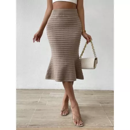 SHEIN Essnce Falda de punto de talle alto bajo sirena