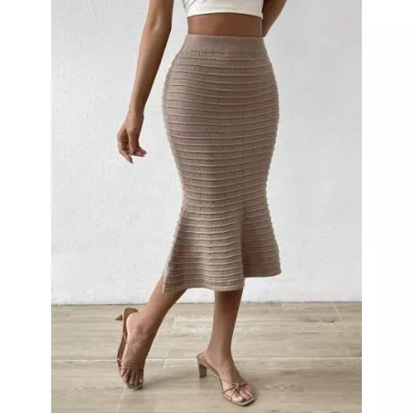 SHEIN Essnce Falda de punto de talle alto bajo sirena