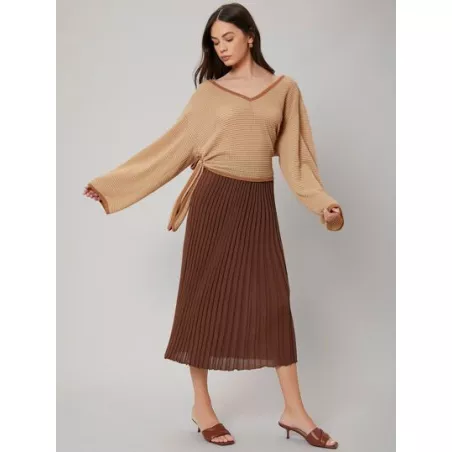 PREMIUM Falda tejida de canalé de viscosa