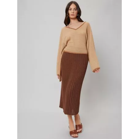 PREMIUM Falda tejida de canalé de viscosa