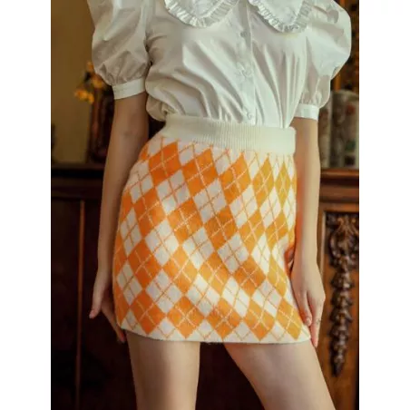 SHEIN MOD Falda con patrón de rombo recto tejido