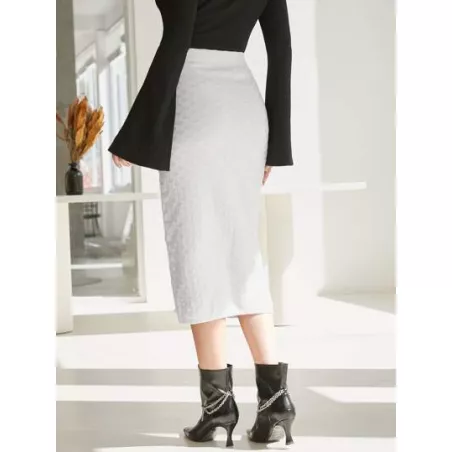 Modely Falda de punto bajo con abertura con botón