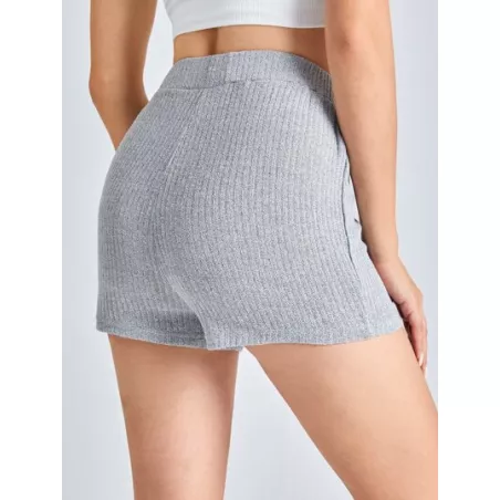 Shorts tejidos unicolor de canalé con nudo