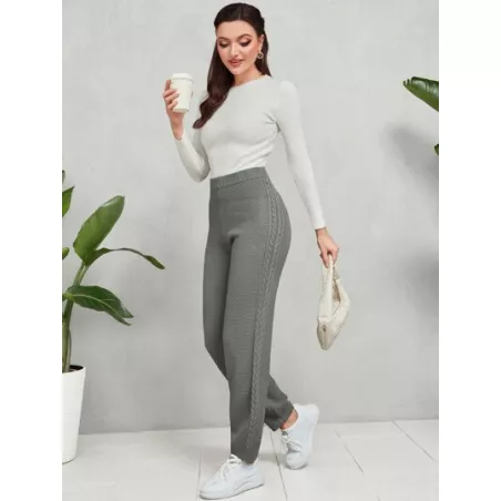 SHEIN Mulvari Pantalones unicolor tejido de cable