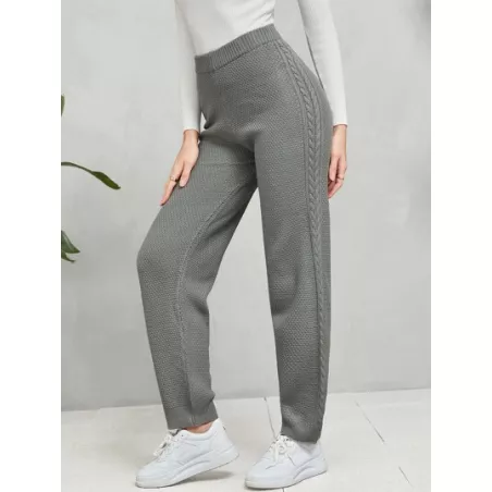 SHEIN Mulvari Pantalones unicolor tejido de cable