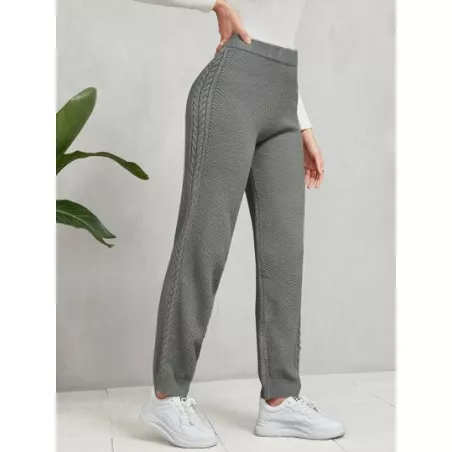 SHEIN Mulvari Pantalones unicolor tejido de cable