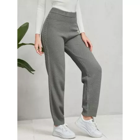 SHEIN Mulvari Pantalones unicolor tejido de cable