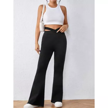 SHEIN LUNE Pantalones de punto de cintura con abertura pierna amplia