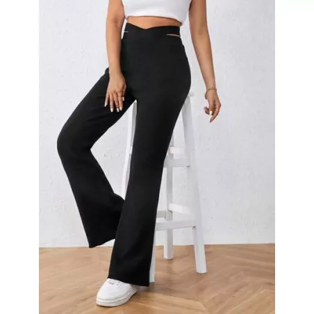 SHEIN LUNE Pantalones de punto de cintura con abertura pierna amplia