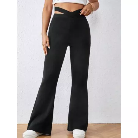 SHEIN LUNE Pantalones de punto de cintura con abertura pierna amplia