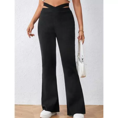 SHEIN LUNE Pantalones de punto de cintura con abertura pierna amplia