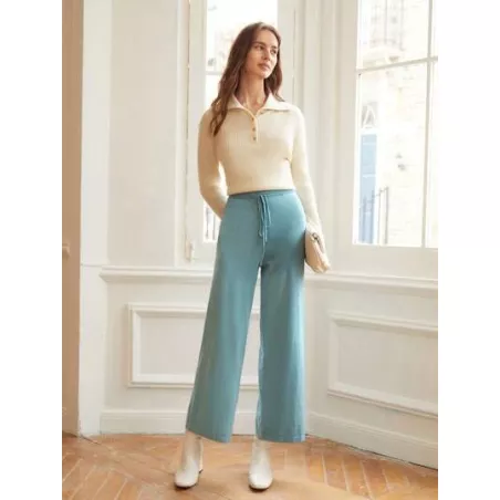 Pantalones con mezcla de lana con cordón tejido