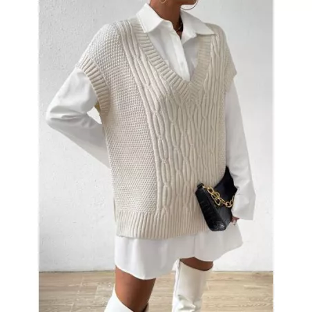 SHEIN Essnce 1 pieza Chaleco de punto tejido de cable
