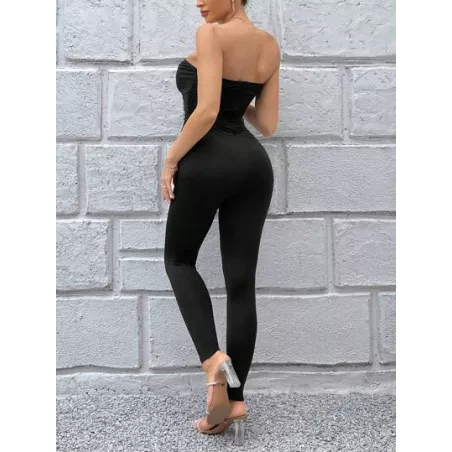 SHEIN Essnce  Cut Out Twist Front Tube Unitard Jumpsuit