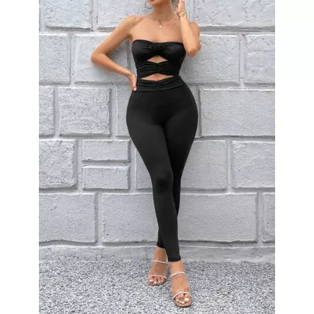 SHEIN Essnce  Cut Out Twist Front Tube Unitard Jumpsuit