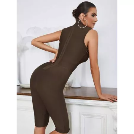 Mono unitard de cuello alto con tira cruzada delantera