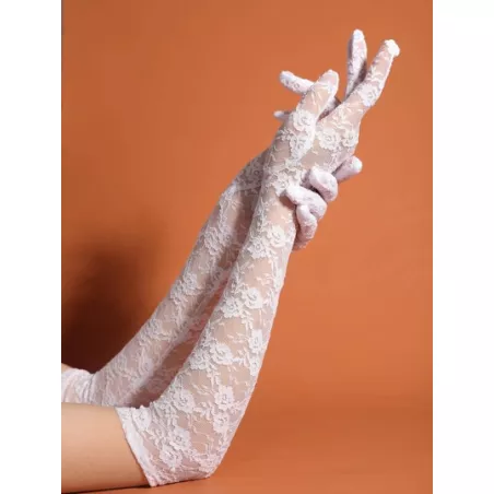 Guantes de dedo completo con encaje floral