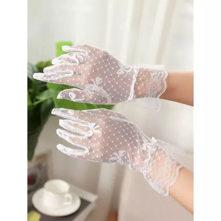 Guantes con patrón de lazo con encaje