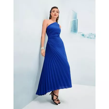 SHEIN Modely Vestido de un hombro fruncido bajo fruncido