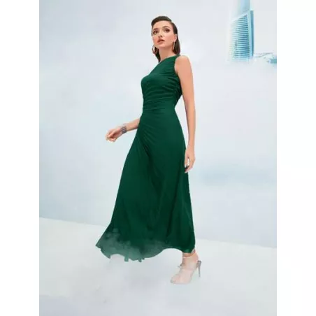 SHEIN Modely Vestido de un hombro fruncido bajo fruncido