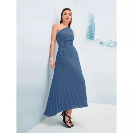 SHEIN Modely Vestido de un hombro fruncido bajo fruncido