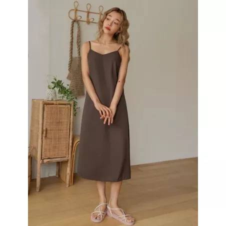 Vestido de tirantes unicolor