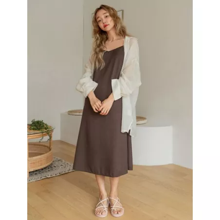 Vestido de tirantes unicolor