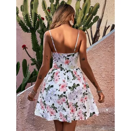 SHEIN VCAY Vestido de tirantes con estampado floral cruzado delantero