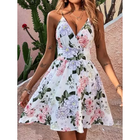 SHEIN VCAY Vestido de tirantes con estampado floral cruzado delantero