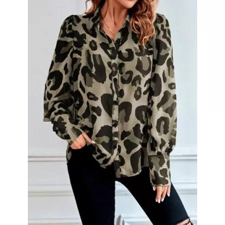 Blusas de Mujer Botón delantero todo estampado Casual