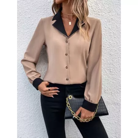 SHEIN Frenchy Camisa en contraste de cuello con solapa