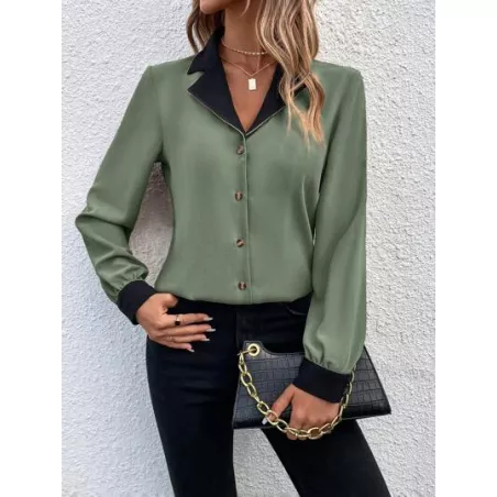 SHEIN Frenchy Camisa en contraste de cuello con solapa