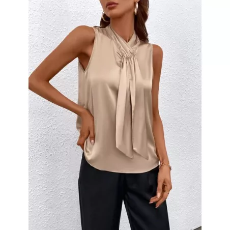 SHEIN Privé Camisa sin manga de cuello con cordón